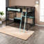 Lit mezzanine compact en bois moderne avec rangement, noir et bleu