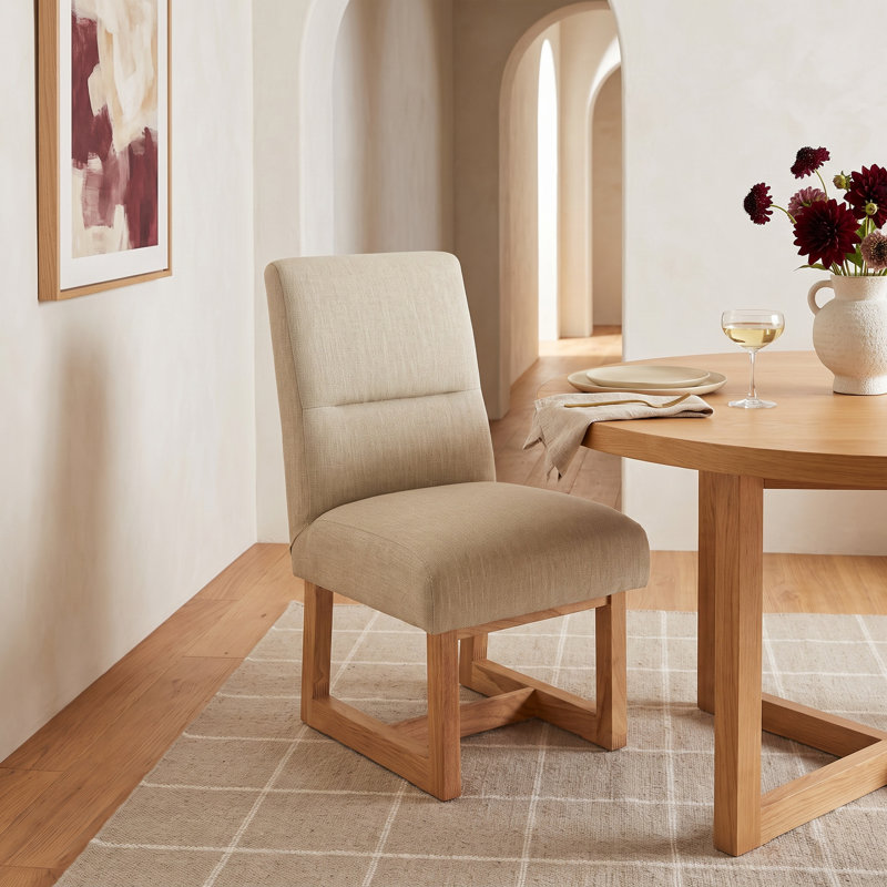 Embla Linen Side Chair in Beige