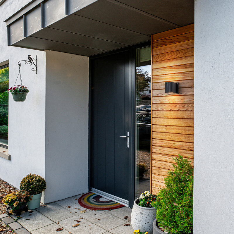 Modern Matte Black Ribbed Outdoor LED Wall Sconce