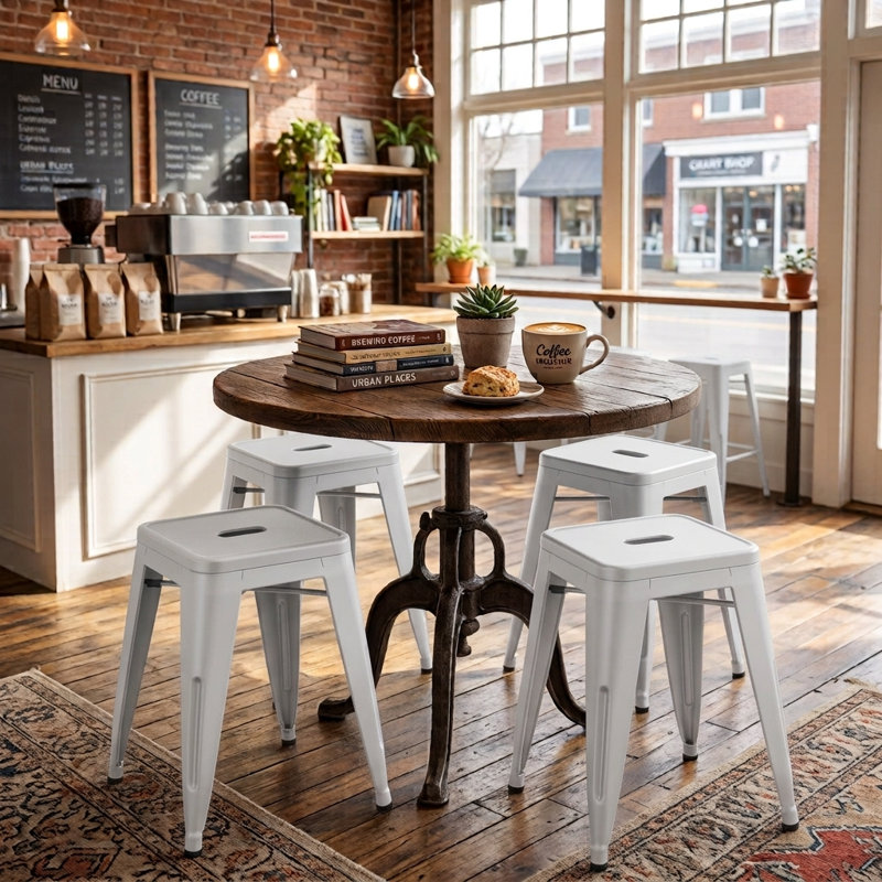 Tabouret de 18 po Apolito, Blanc cassé / blanc