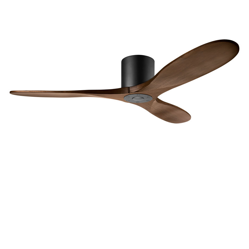 Maverick Smart Hugger Ceiling Fan, Midnight Black, 52" Wide, Dark Walnut