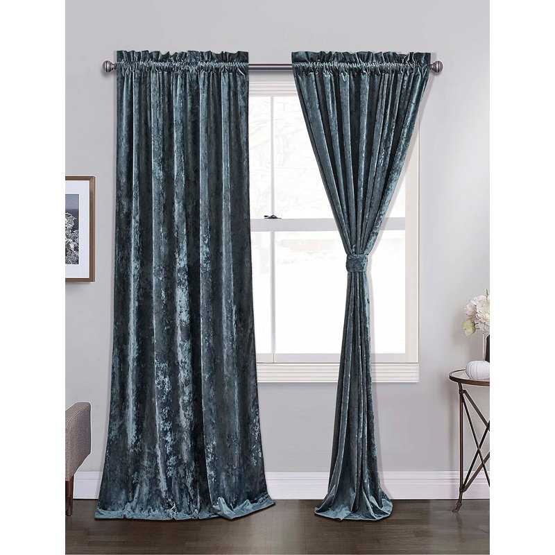 Velvet Bedding Collection Velvet Curtain, 50" W x 84" L, Brick Red