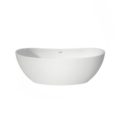 Acrylic Free Standing Tubs 65"-Luxury Spacious, Modern Deep Soaking Bath-Tubs, White