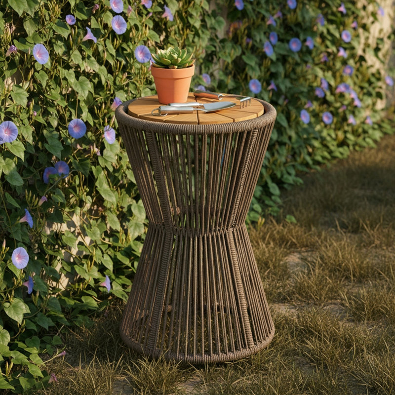 Table d'appoint d'extérieur de style minimaliste moderne, 25.8" H x 16.14" W x 16.14" D, Gris foncé
