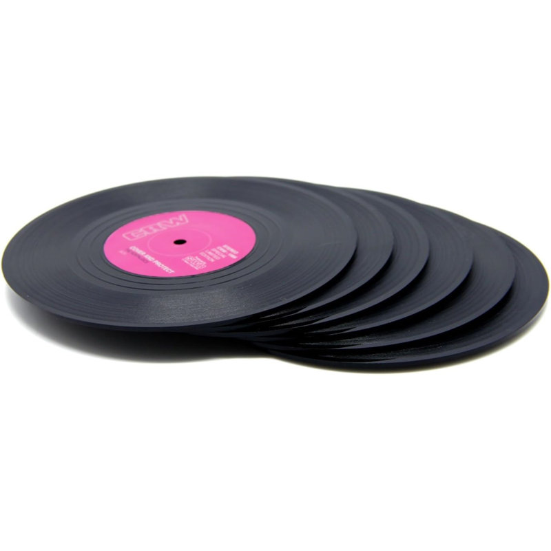 Ensemble de sous-verres ronds en vinyle 6 pièces
