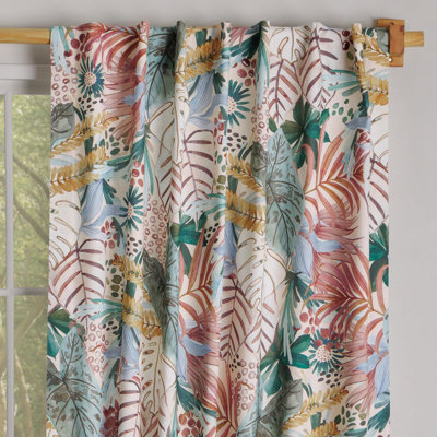 Maison d' Hermine Curtains for Living Room 100% Cotton 84 inch Length One Panel Light Filtering Curtains for Windows with Rod and Loop Pockets Valentines Day Gifts (Oasis, 50"W x 84"L)