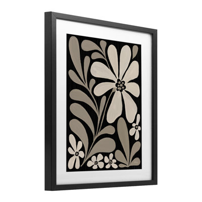 Imprimé floral crème crème moderne sous verre, design par Cat Thurman Designs