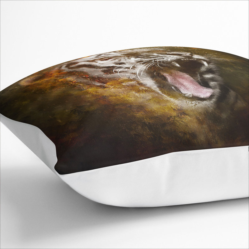 Tiger Roar Scatter Cushion with Filling, White, 40cm H x 40cm W x 15cm D