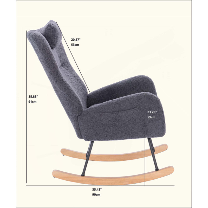 Chaise berçante Teddy, Gris foncé