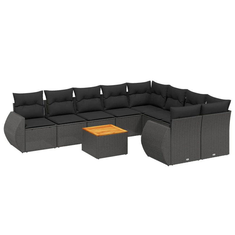  Ensemble de canapé de jardin noir