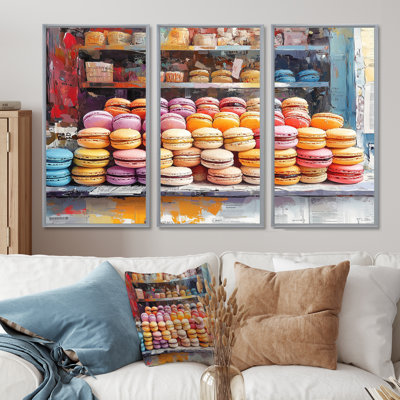 Yellow And Pink Desserts Macaron Bar II - Desserts Wall Art Set