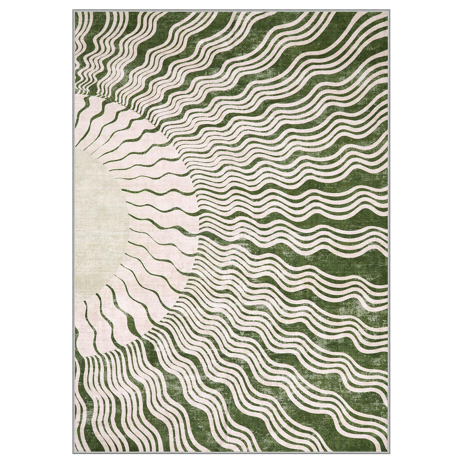 Hokku Designs Boho Washable Rugs 5X7, Sun Print Soft Green Rug For ...