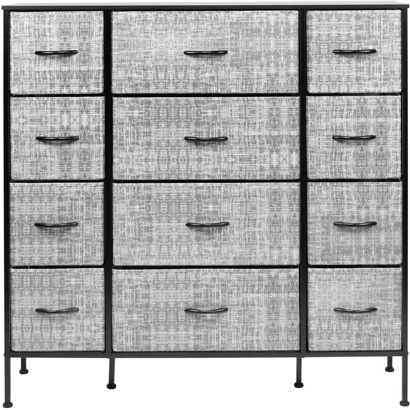 Sorbus 12-Drawer Gray and Black Fabric Dresser with Steel Frame