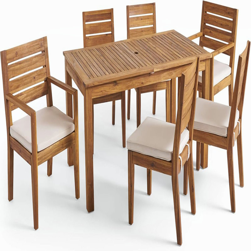 Ensembles repas pour patio, Beige/Natural Wood