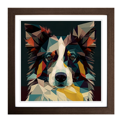 Border Collie Geometric - Framed Print