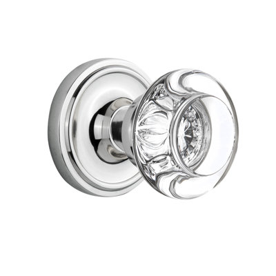 Bouton de porte à mortaise intérieure ronde avec rosette classic crystal