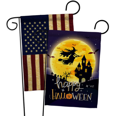 Drapeau de jardin 19 po x 13 po Witchy Halloween