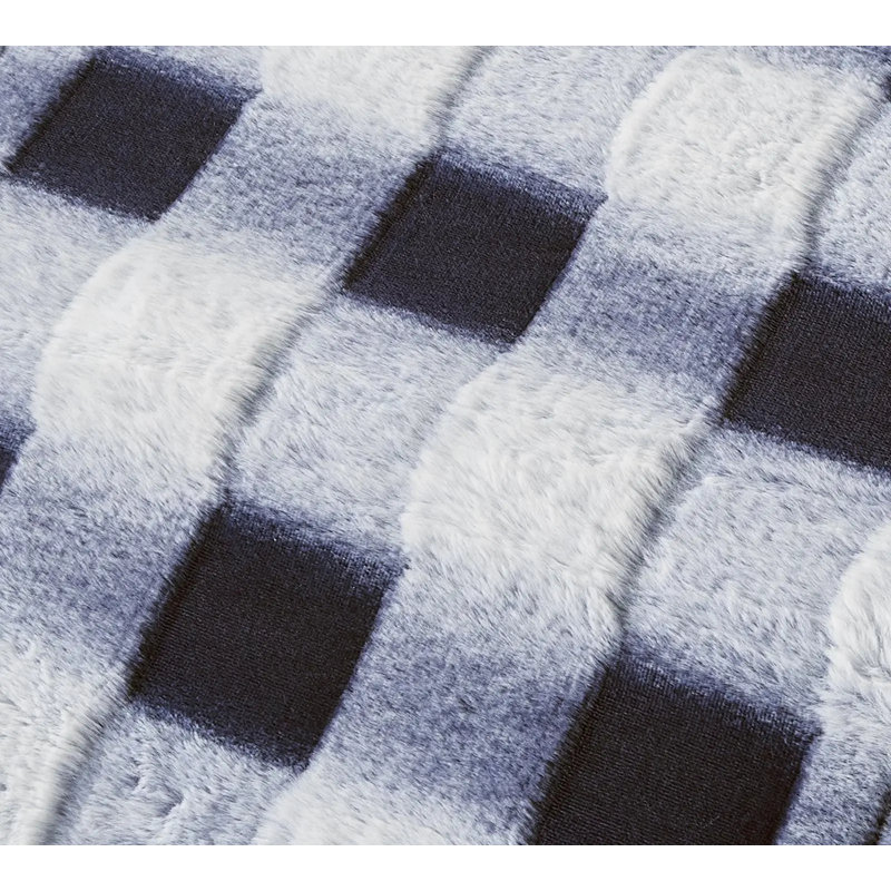 Polyester Chequered Bedspread with Pillowcases Included, Blue, Super King Bedspread + 2 Standard Pillowcases