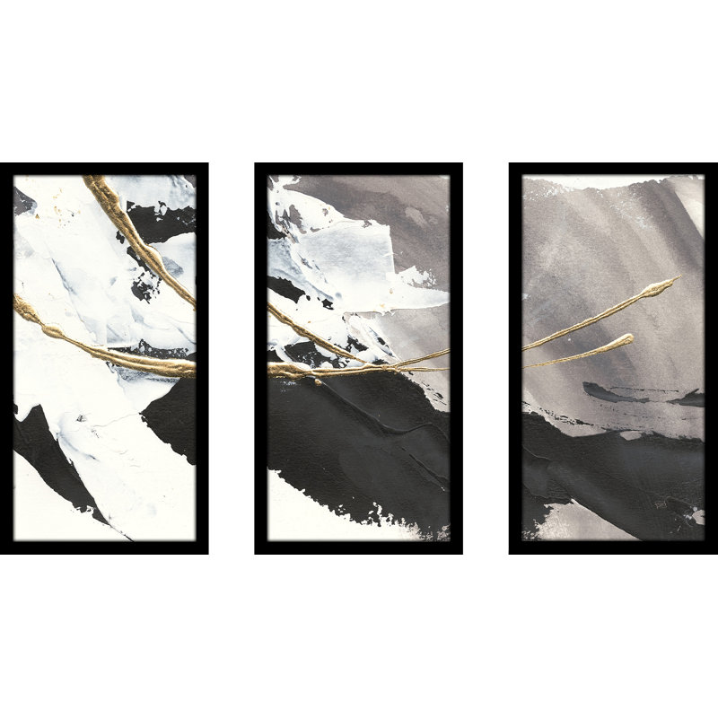 «Gilded Arcs I», peinture sur cadre 3 pièces, H 25,5 po x l 40,5 po x P 1 po
