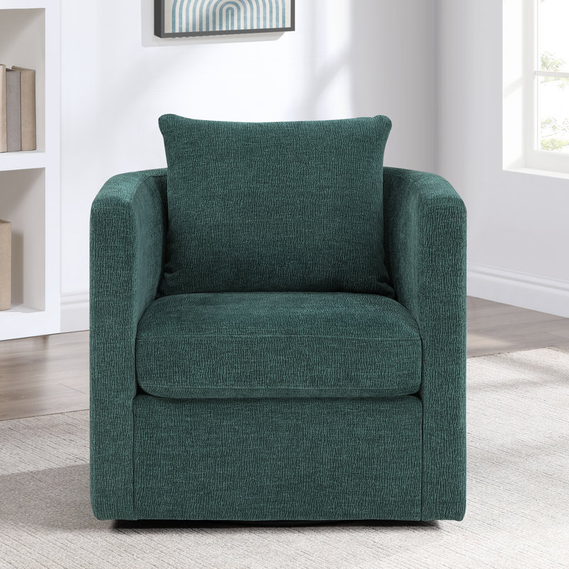 Fran Swivel Barrel Chair, Green Polyester