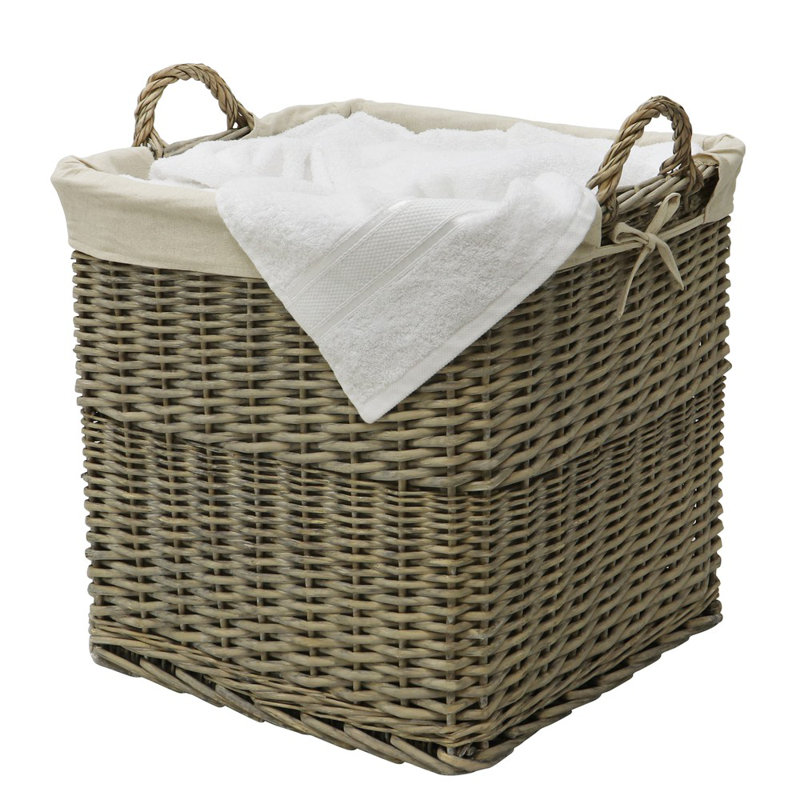 Hand Woven Wicker Laundry Basket with Handles