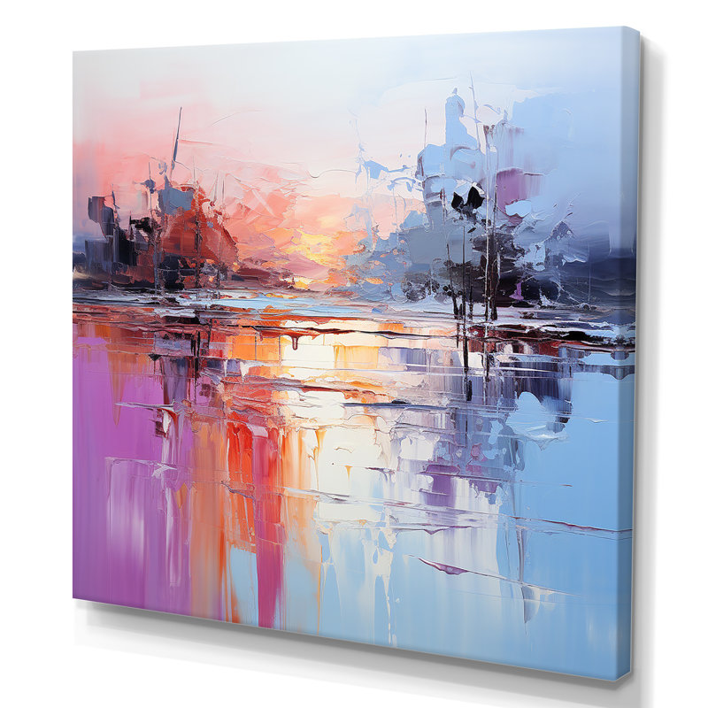 «Mauve et bleu», impression d'art mural abstrait, Toile tendue, H 30 po x l 30 po x P 1,5 po