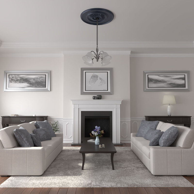 Grand médaillon de plafond floral Endurathane, diamètre extérieur de 41 1/8 po x P 2 1/2 po (convient aux auvents jusqu'à 1 1/2 po), fini de rêve de minuit peint à la main