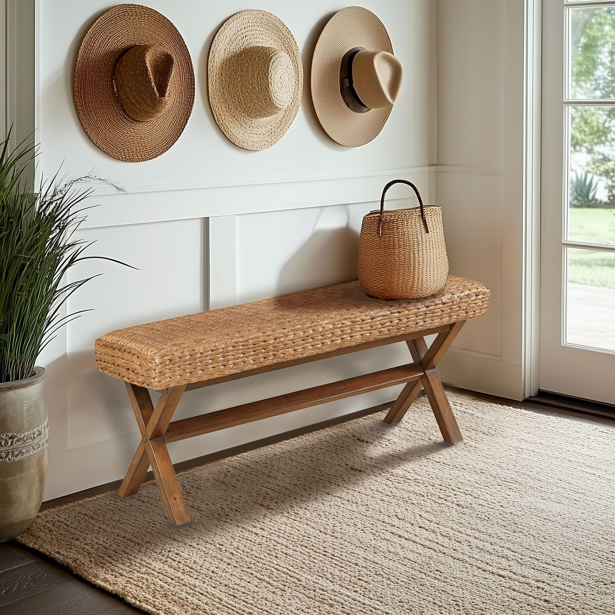 Rosecliff Heights Seadrift Hand-woven Water Hyacinth Accent Bench & Reviews | Wayfair