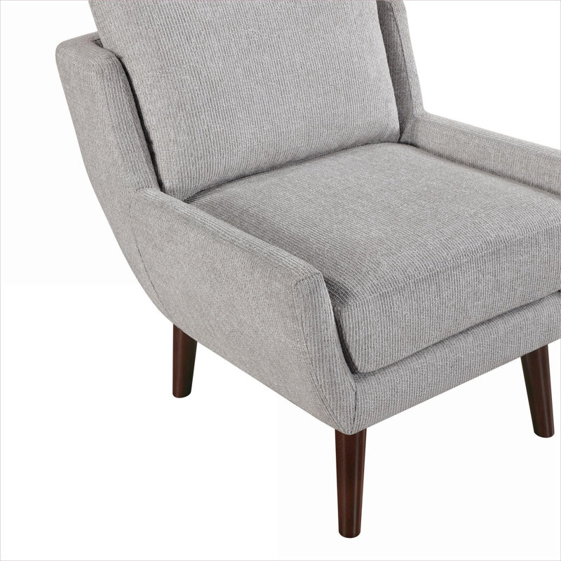 Fauteuil d'appoint contemporain pour salon avec revêtement d'appoint en chenille gris ardoise et pieds en bois massif, Gris