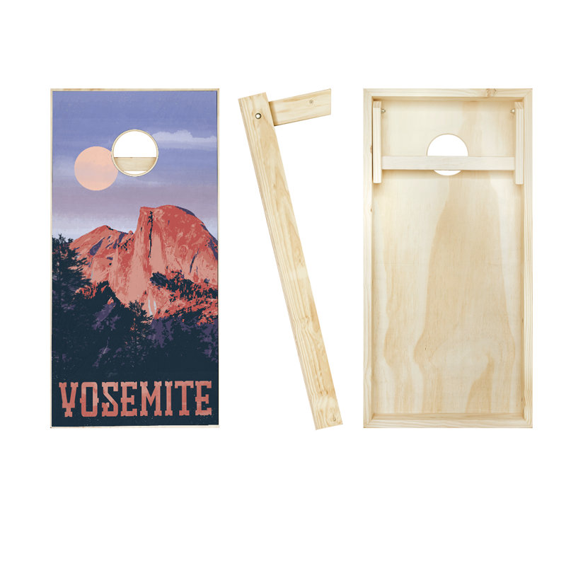 Ensemble de cornhole en bois massif avec sacs 2 'x 4' Yosemite National Park, Rouge / jaune