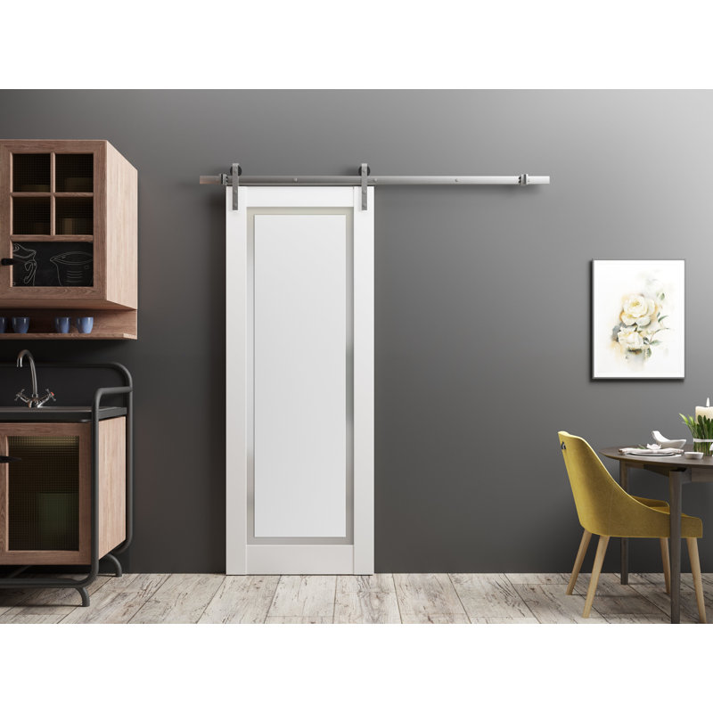 Porte de grange en bois givré Planum, 18 po x 84 po
