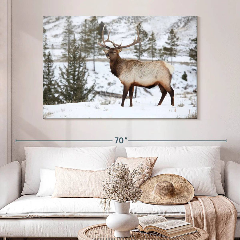 Winter Bull Elk, 34" H x 51" W
