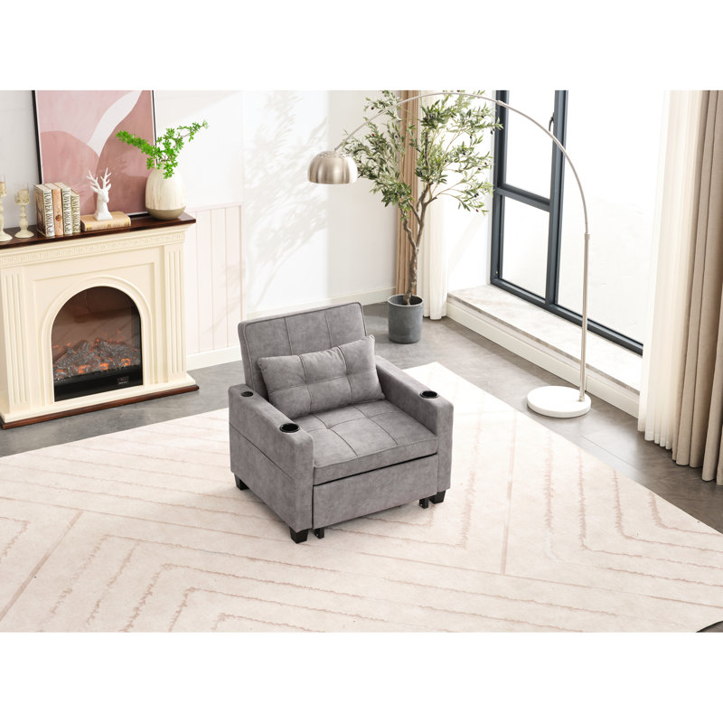 Futon-lit avec matériau respirant, Interface (lit gris 31 po, Oreiller), Gris clair