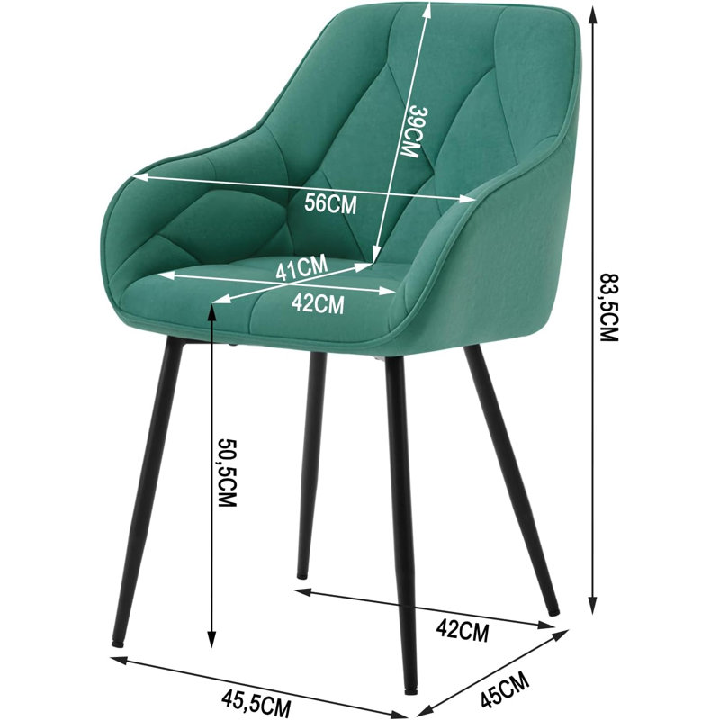 Bharmal 50.5cm H Velvet Upholstered Armchair, Turquoise, 1