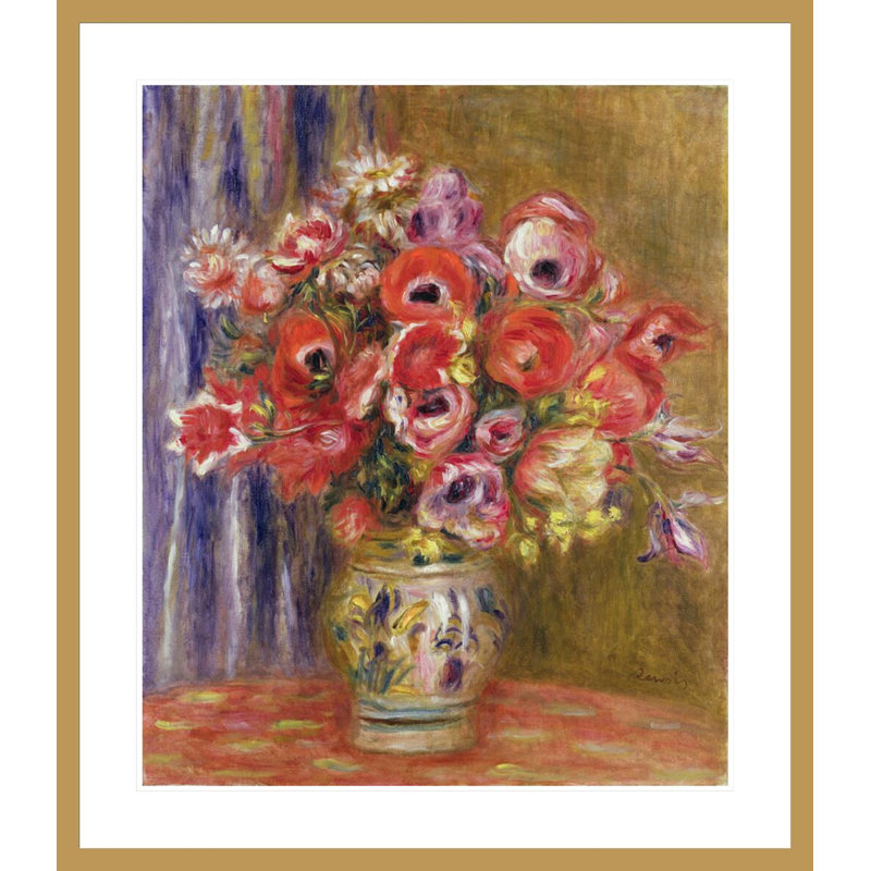 «Vase of Tulips and Anemones» par Pierre-Auguste Renoir, impression giclée encadrée, H 38,57 po x l 33,5 po