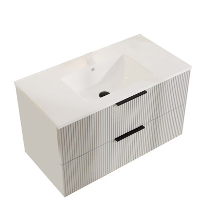 Meuble-lavabo mural moderne avec rangement spacieux