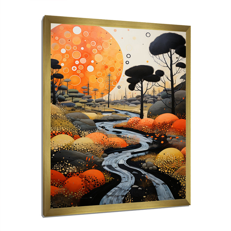 Caustings Geyser Geotheral Wonder Pointillism III, H 40 po x l 30 po x P 1,5 po, Encadrement doré