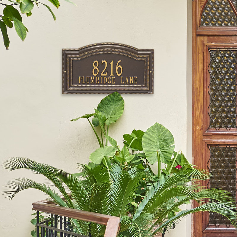Plaque d'adresse murale sur 2 lignes Signature Series, Bronze, Or, Oui