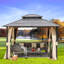 12 pi. L 10 pi. D Pavillon de jardin à toit rigide, pavillon de jardin à double couche, gris foncé