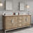 Brookhn 72 In. Double sink Whitebrook Quartz Countertop Bath Vanity in Lustrous Walnut