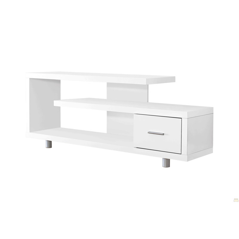Meuble télé, console de 60 po, meuble multimédia, meuble de rangement, White
