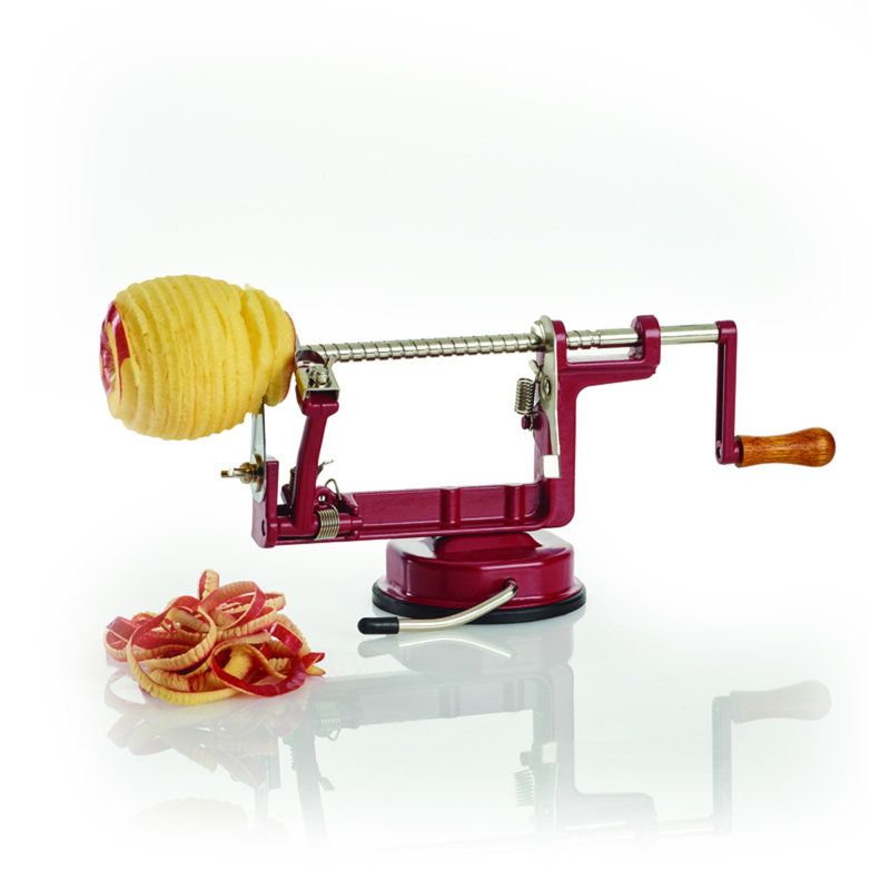 Red Wood Handle Stainless Steel Apple Multi-Peeler