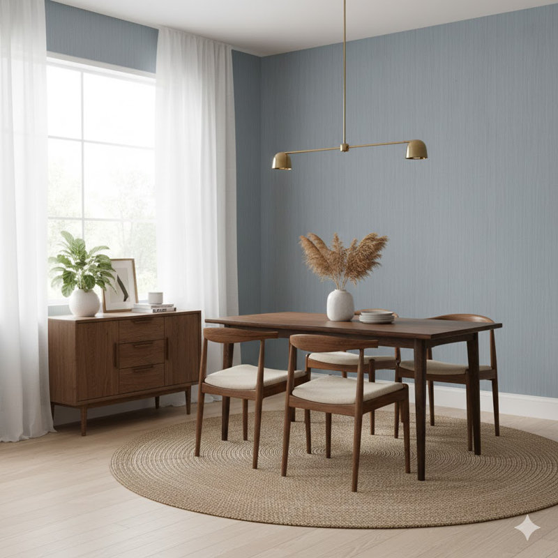Ornamenta Collection Stripe Texture Wallpaper Roll, Blue