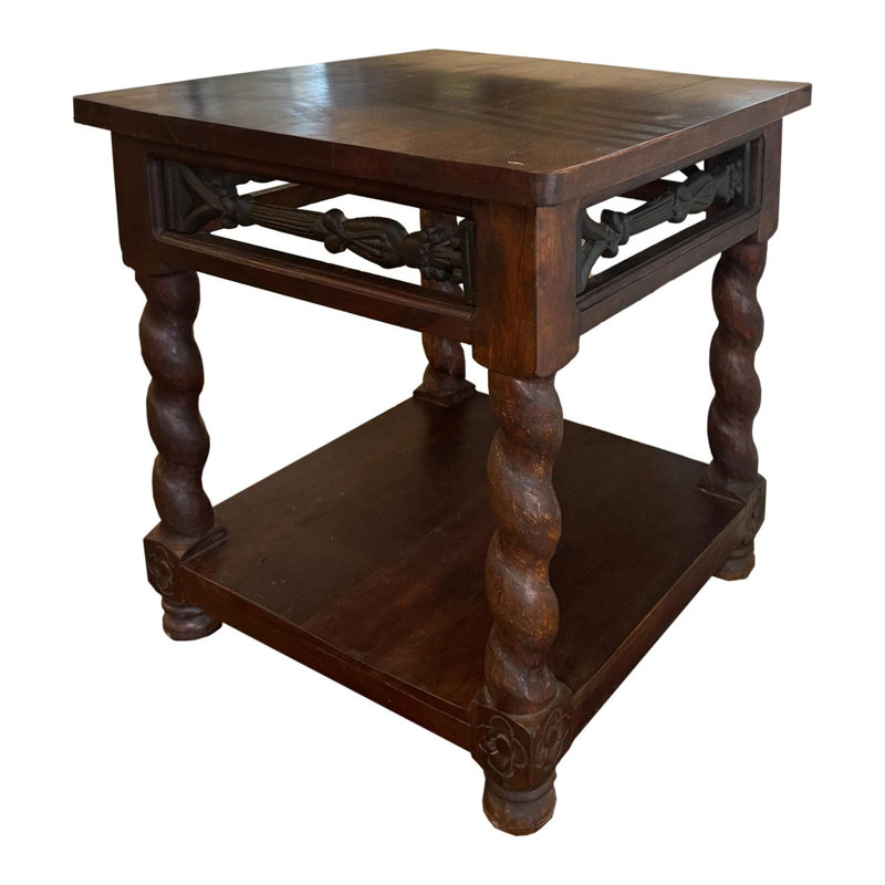 Table d'appoint rustique en bois de manguier avec barbecue en fer forgé