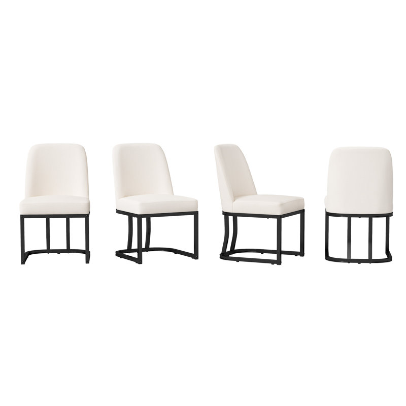 Chaises de salle à manger rembourrées, 4, Beige, Noir