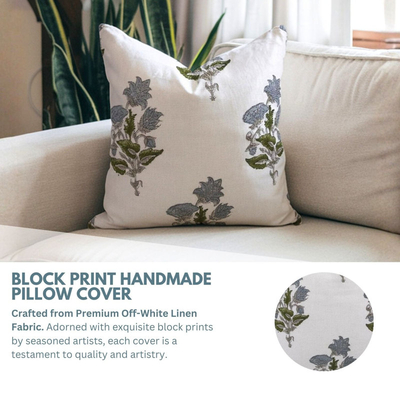 Housse de coussin en lin Fabhibine Abhisek, 22 po x 22 po