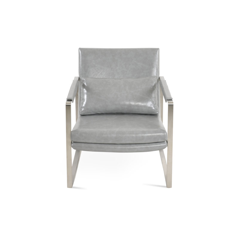 Zara Small Lounge Chair, Light Gray Faux Leather