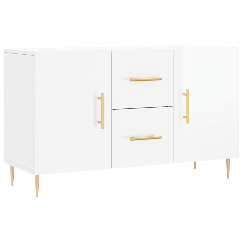 Margelene 100 Wide 2 Drawer, High Gloss White