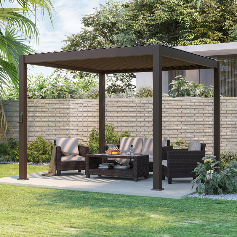 Pergola à structure double en aluminium avec toit réglable Pergola à double couche durable, L 10 pi x P 10 pi