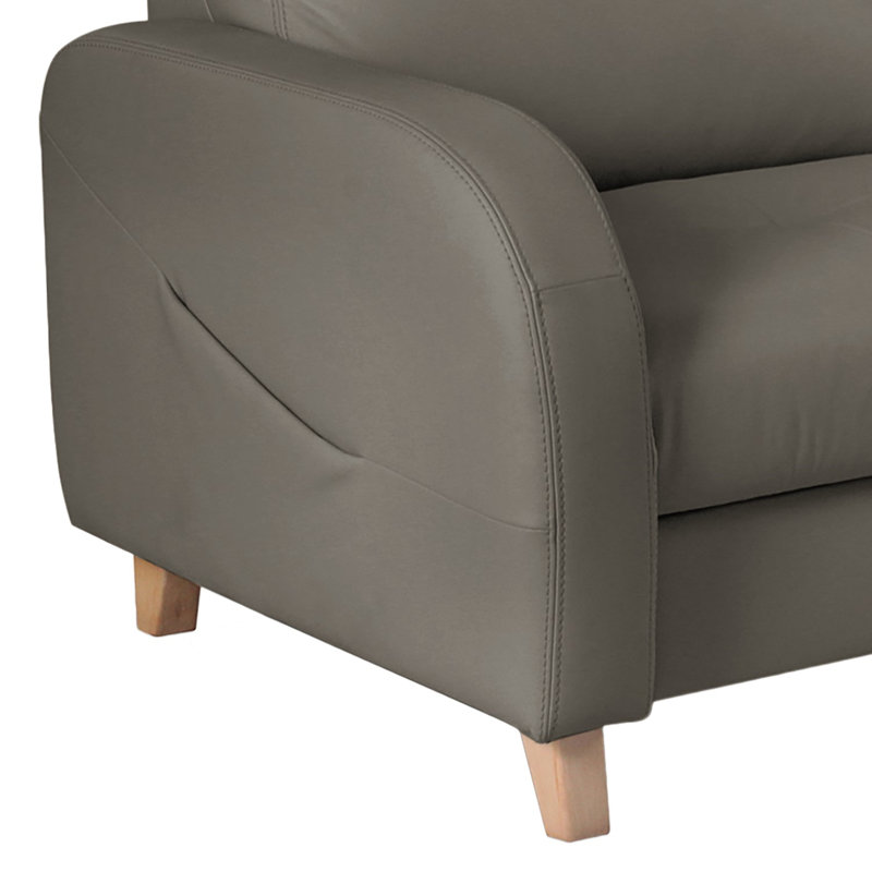 Canapé d'angle en cuir Roger, Orienté à droite, Grey